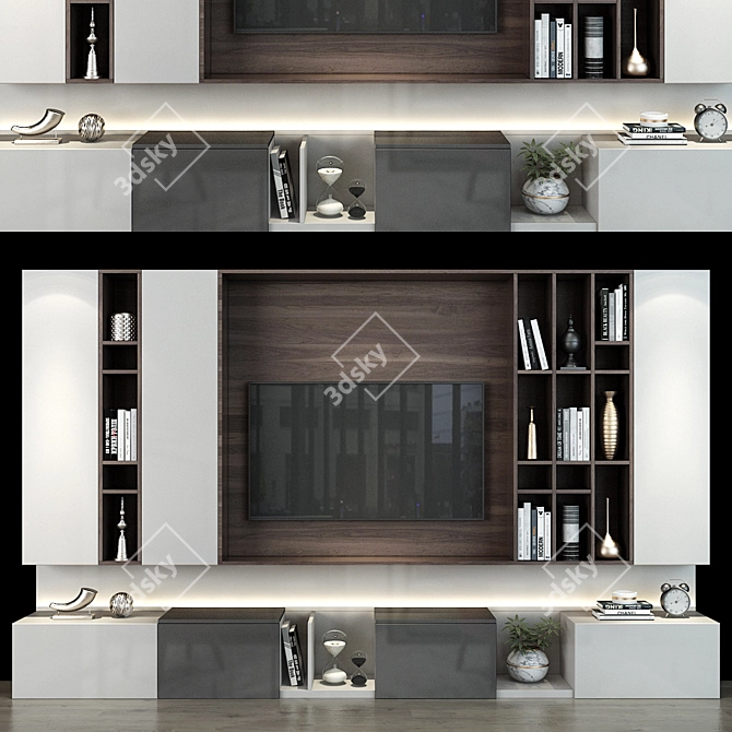 Modern TV Wall Set 0150: Timeless Elegance 3D model image 1