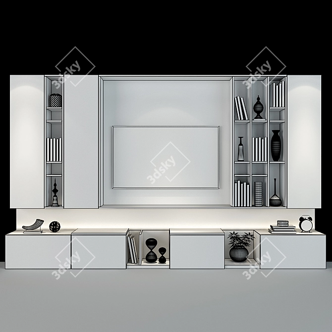 Modern TV Wall Set 0150: Timeless Elegance 3D model image 3