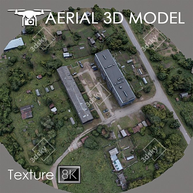 Aerial Landscape Scan: Industrial Area 3D model image 1