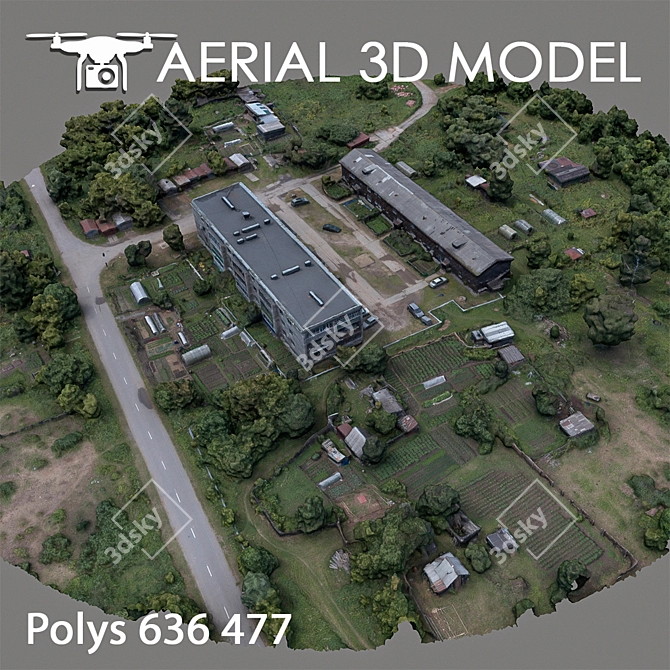 Aerial Landscape Scan: Industrial Area 3D model image 3