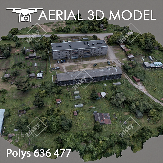 Aerial Landscape Scan: Industrial Area 3D model image 4