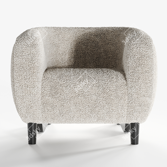 Elegant White Boucle Club Chair 3D model image 2