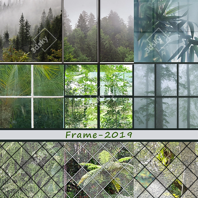 Nature's Escape: Designer Wallpaper Frame 3D model image 1