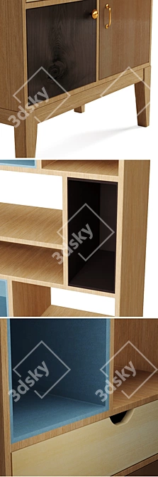 Solid Ash Bookcase for Kids Room 3D model image 2
