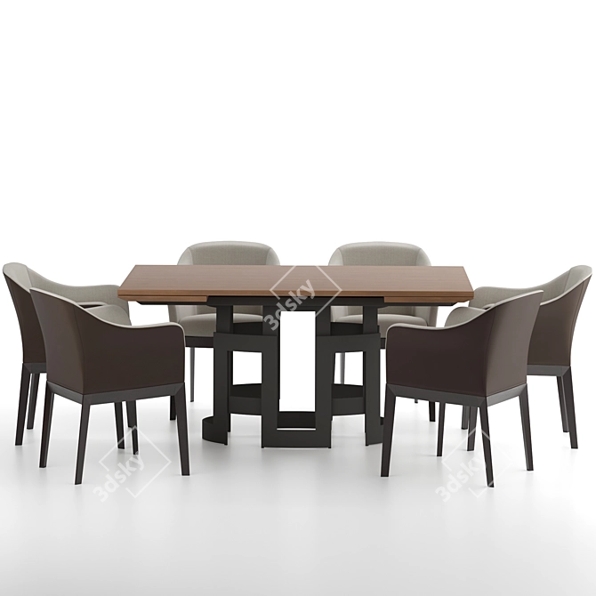 Modern Dining Table Set 3D model image 2