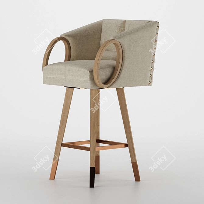 Modern Rustic Bar Stool 3D model image 3