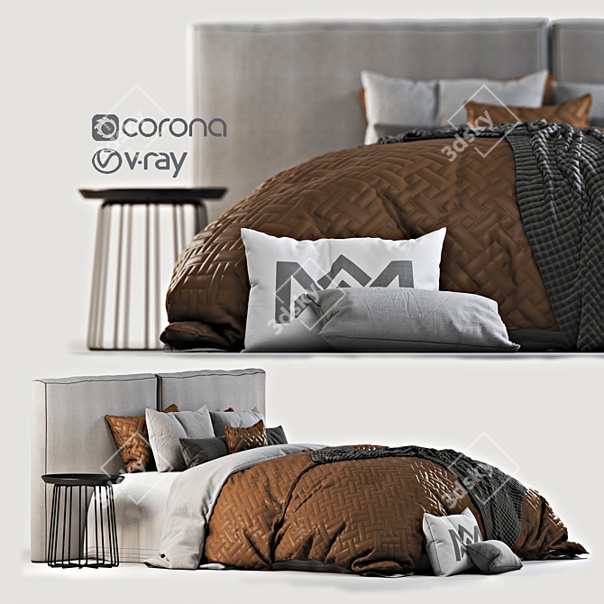 Luxury Dream Bed: Unwind in Style 3D model image 2