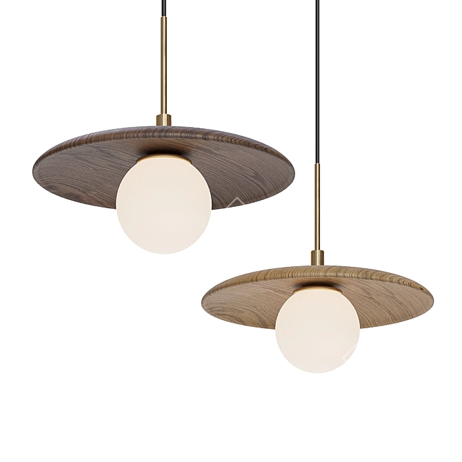 Wooden Pendant Lamp with Norvik Lampshade 3D model image 1