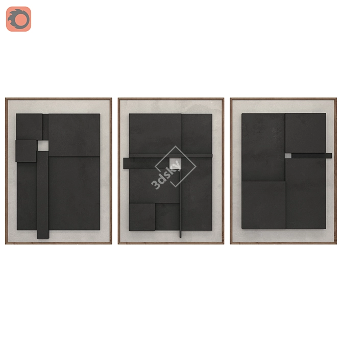  Modern Art Frame Set 3D model image 3