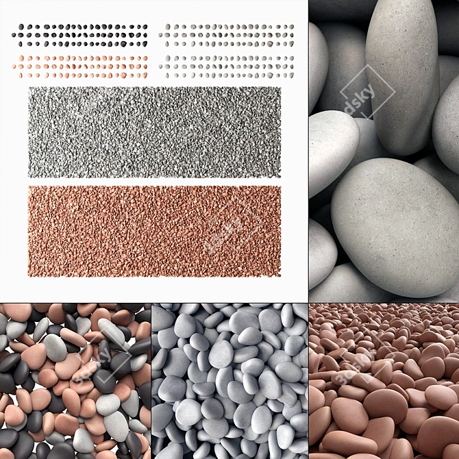 River Pebble N11: High-Quality 3D Texture (4096x4096) 3D model image 5