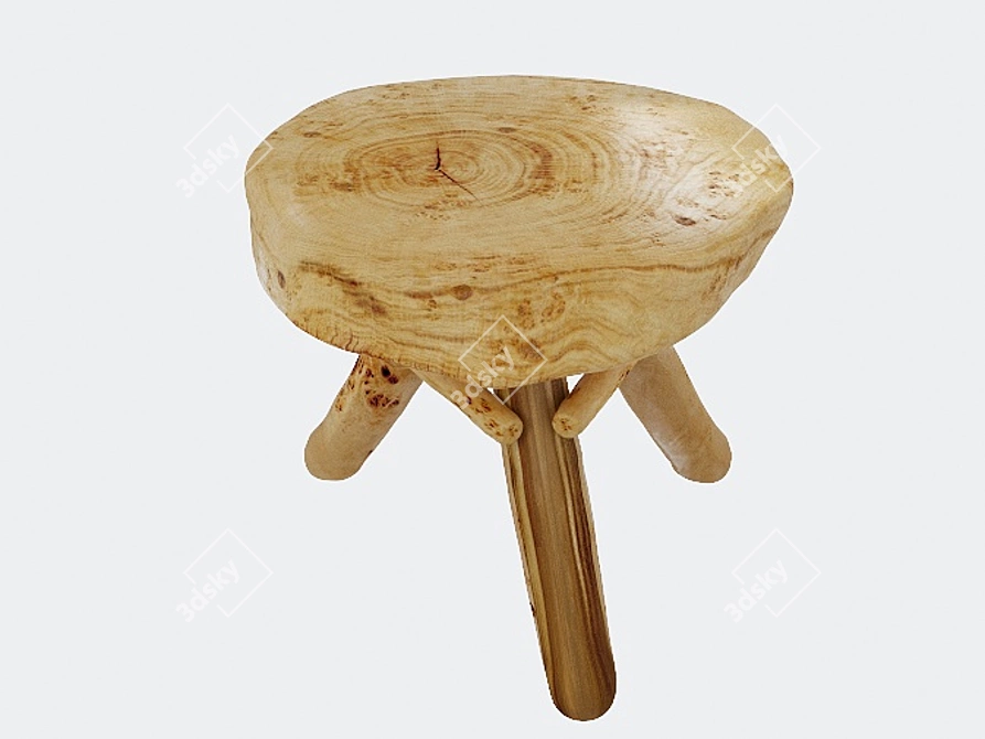 Natural Wood Slab Stool 3D model image 1