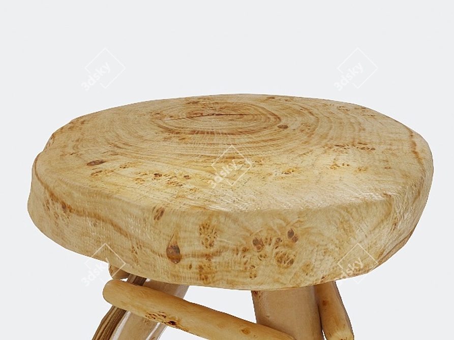 Natural Wood Slab Stool 3D model image 2