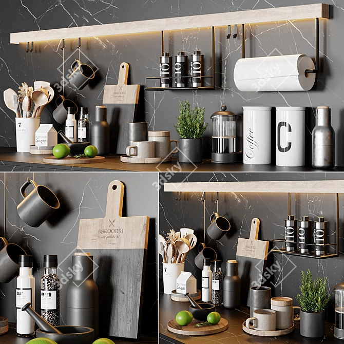 Stylish Kitchen Decor Set 3D model image 1