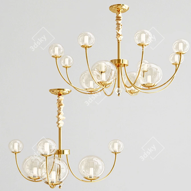 Loreta: Elegant Brass LED Chandelier 3D model image 1
