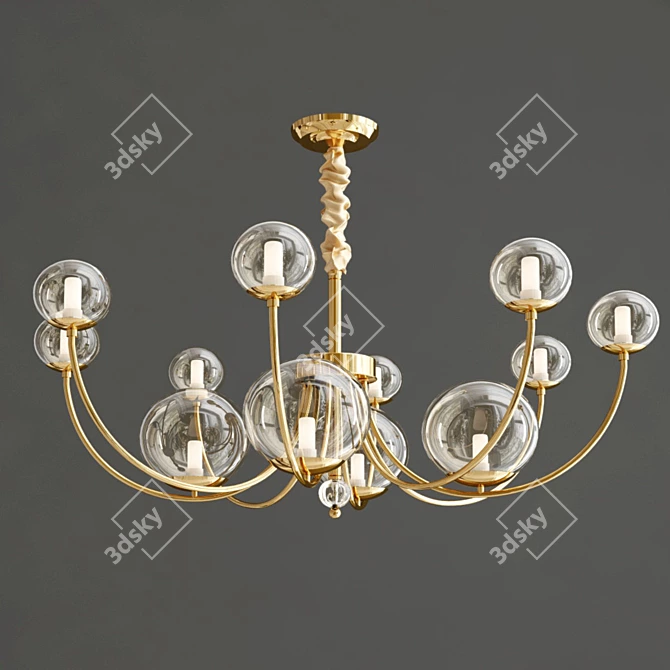 Loreta: Elegant Brass LED Chandelier 3D model image 2