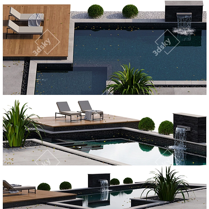Modern Pool Design, V-Ray/Corona Compatible 3D model image 2