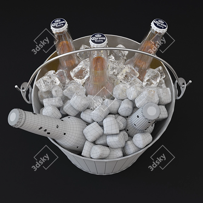 Ice-Cold Refreshment: Corona Extra Beer Bucket 3D model image 2