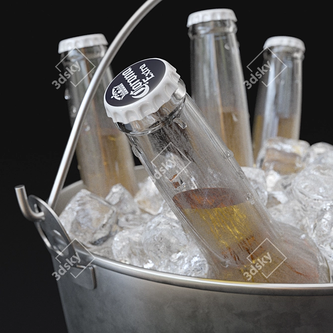 Ice-Cold Refreshment: Corona Extra Beer Bucket 3D model image 3