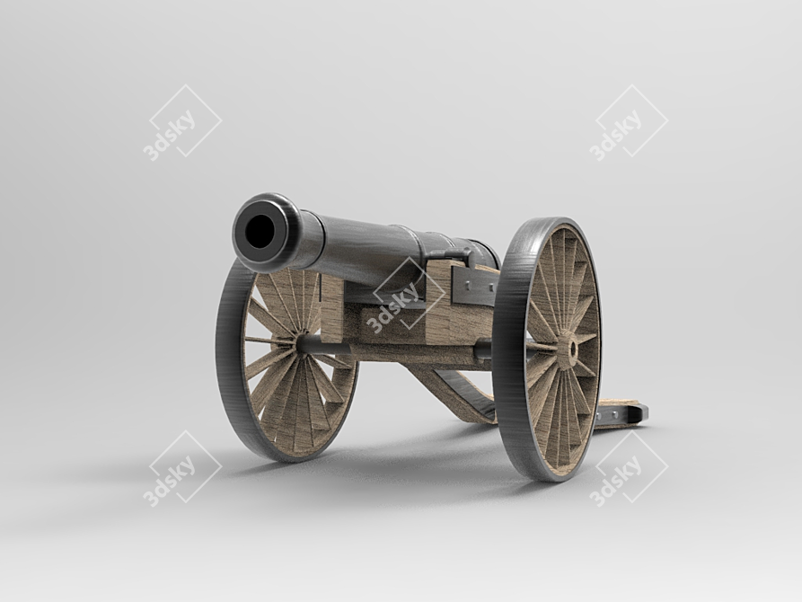 Vintage Field Cannon 3D model image 1