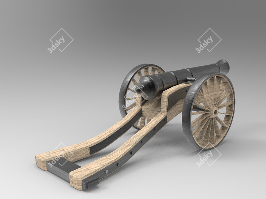 Vintage Field Cannon 3D model image 2