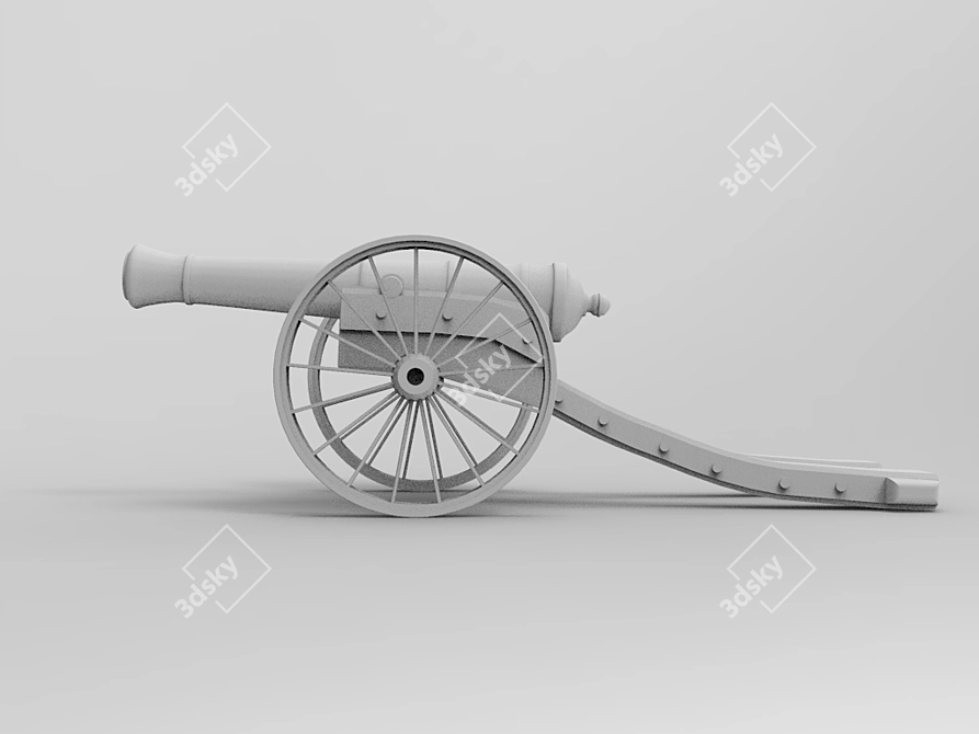 Vintage Field Cannon 3D model image 4