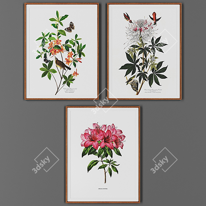 Wooden Frame Trio: Art Collection 3D model image 1