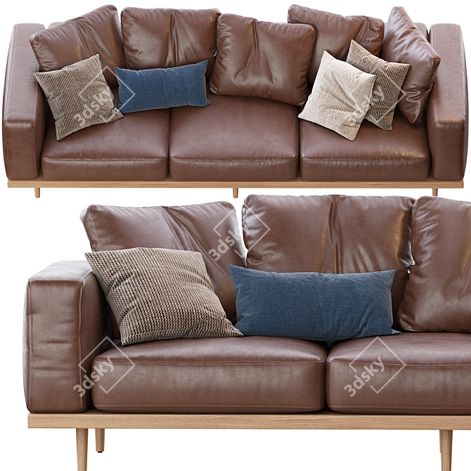 Newport 2-Piece Chaise Sectional: Relax in Style 3D model image 2