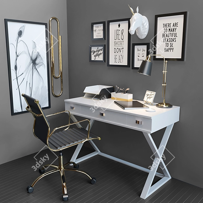 Sleek Office Furniture Set 3D model image 4