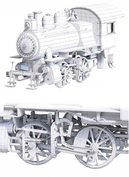 Steampunk Steam Train 3D model image 4