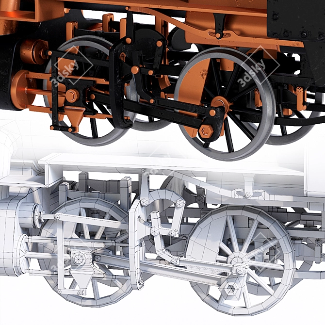 Steampunk Steam Train 3D model image 6