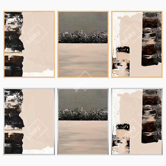 Versatile Set of 3 Wall Paintings 3D model image 3