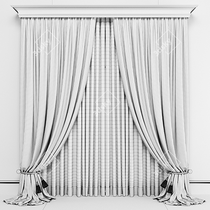 Elegant Brown Curtain 3D model image 4