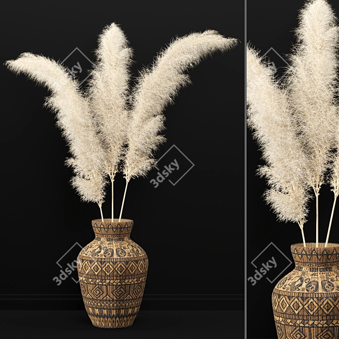 Pampas Bliss: Dried Plant Set 3D model image 1