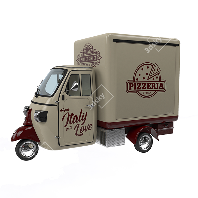 Piaggio Pizza Trailer: Modern, Compact, and Versatile 3D model image 1