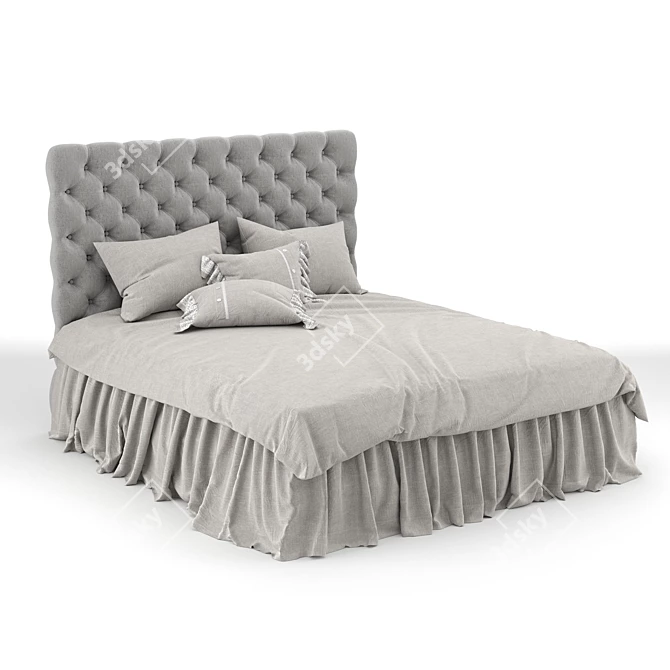 Elegant Linen Bedspread Set 3D model image 1