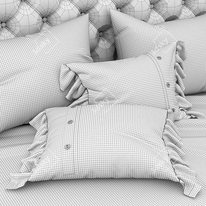 Elegant Linen Bedspread Set 3D model image 4