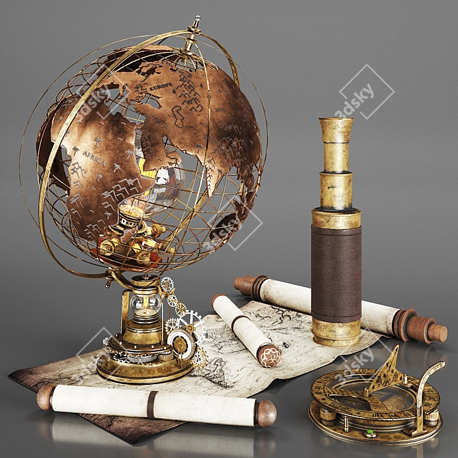 Vintage Steampunk Traveler Set 3D model image 1