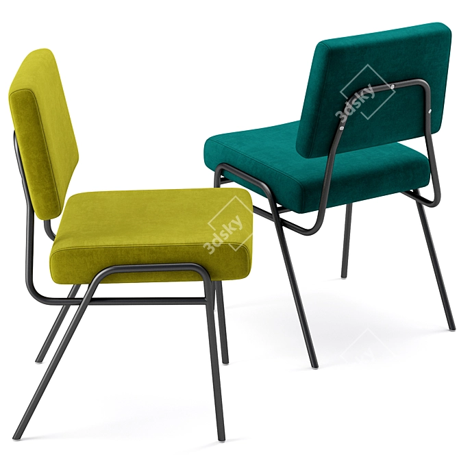 Modern Wire Frame Upholstered Chair 3D model image 2