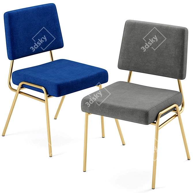 Modern Wire Frame Upholstered Chair 3D model image 3