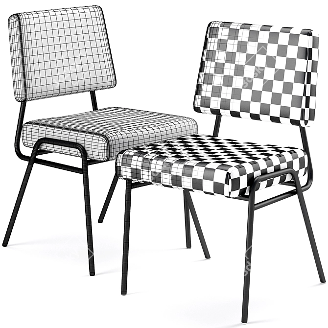 Modern Wire Frame Upholstered Chair 3D model image 5