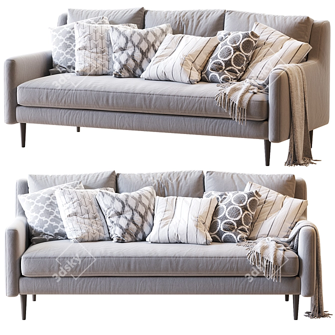 Crosby Mid-C Sofa: Stylish 3-Seater 3D model image 1