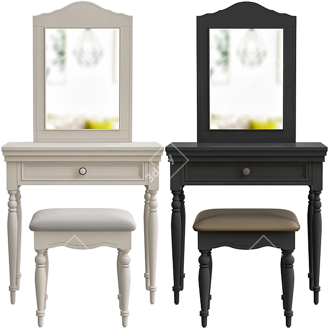 Elegant French Vanity Set 3D model image 1