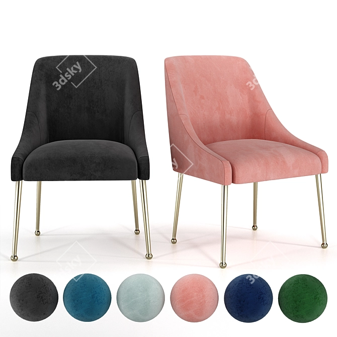 Luxurious Velvet Elowen Chair 3D model image 1