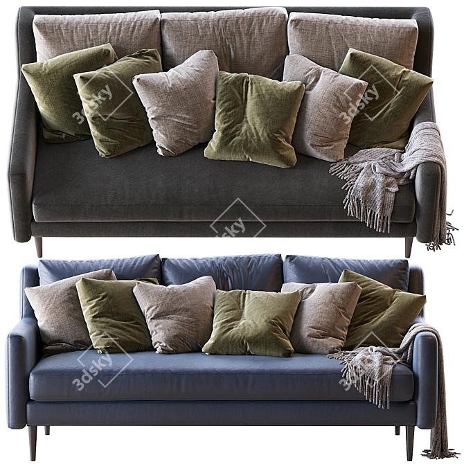 Crosby Leather Sofa: Mid-Century Elegance 3D model image 3
