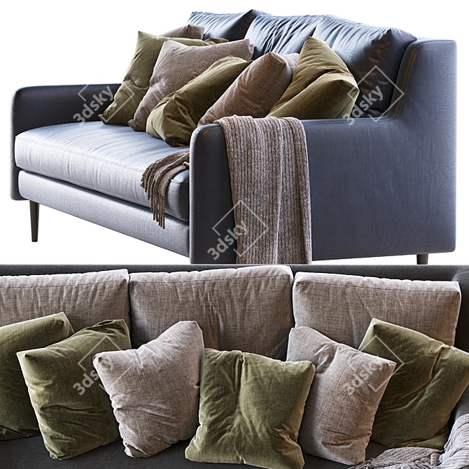 Crosby Leather Sofa: Mid-Century Elegance 3D model image 4
