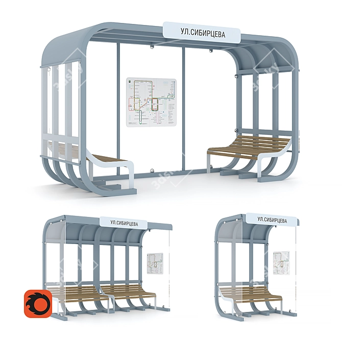 Sleek Public Transport Stop by lab23 3D model image 1