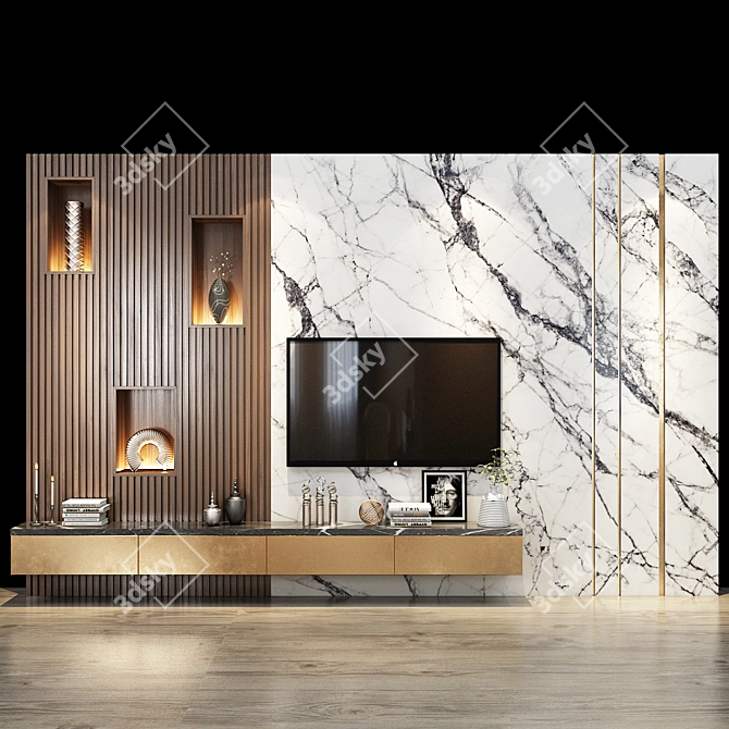 Stylish TV Shelf for Modern Homes 3D model image 1