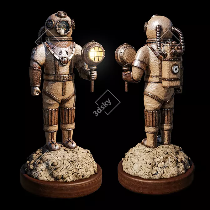 Steampunk Scuba Diver Figurine 3D model image 1