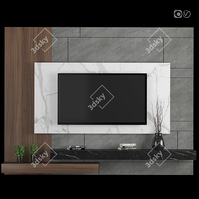 Flexible Modular TV Wall: High-Quality Textures, Perfect for Close-Up Renders 3D model image 1