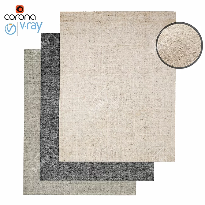 Paolo Handwoven Wool Rug 3D model image 1